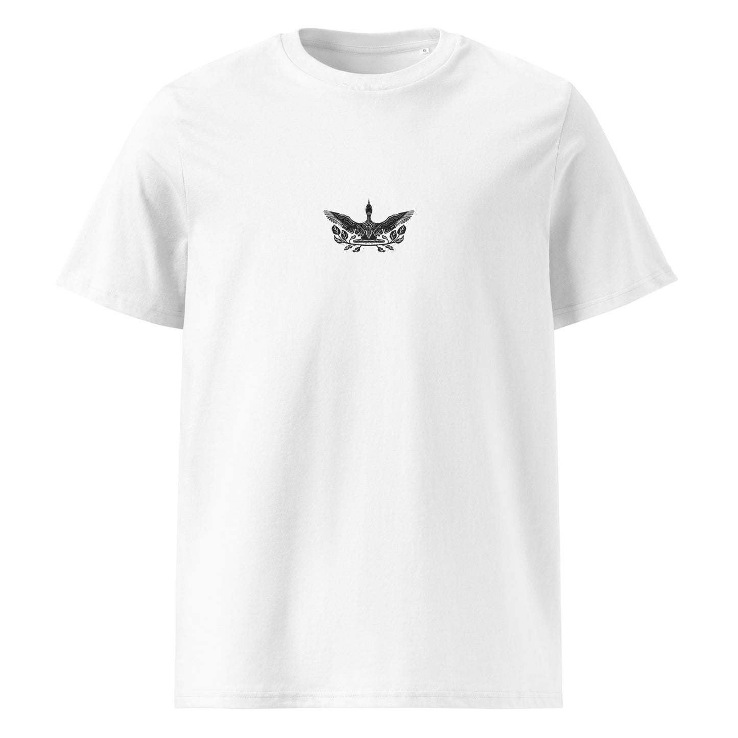 Unisex organic cotton T-shirt with Kuikka Black-throated loon embroidery.	Unisex orgaaninen puuvillat-paita, jossa on Black-throated loon -brodeeraus. Print N Stuff Turku Finalnd