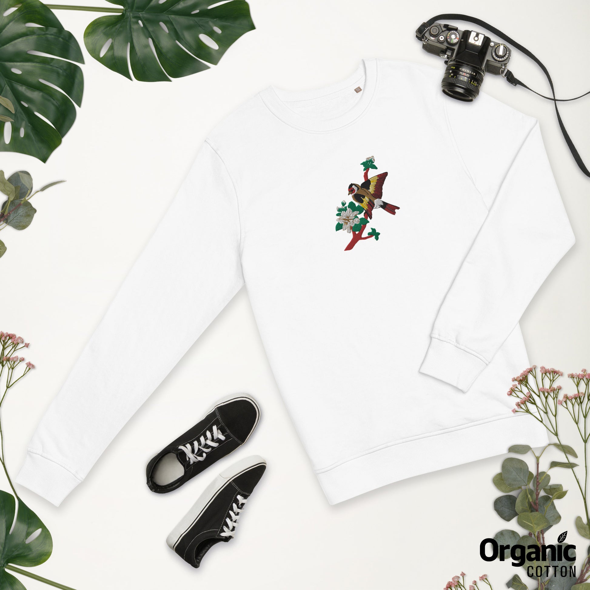 Goldfinch Unisex organic sweatshirt - Long Sleeve- Print N Stuff - [designed in Turku Finland]