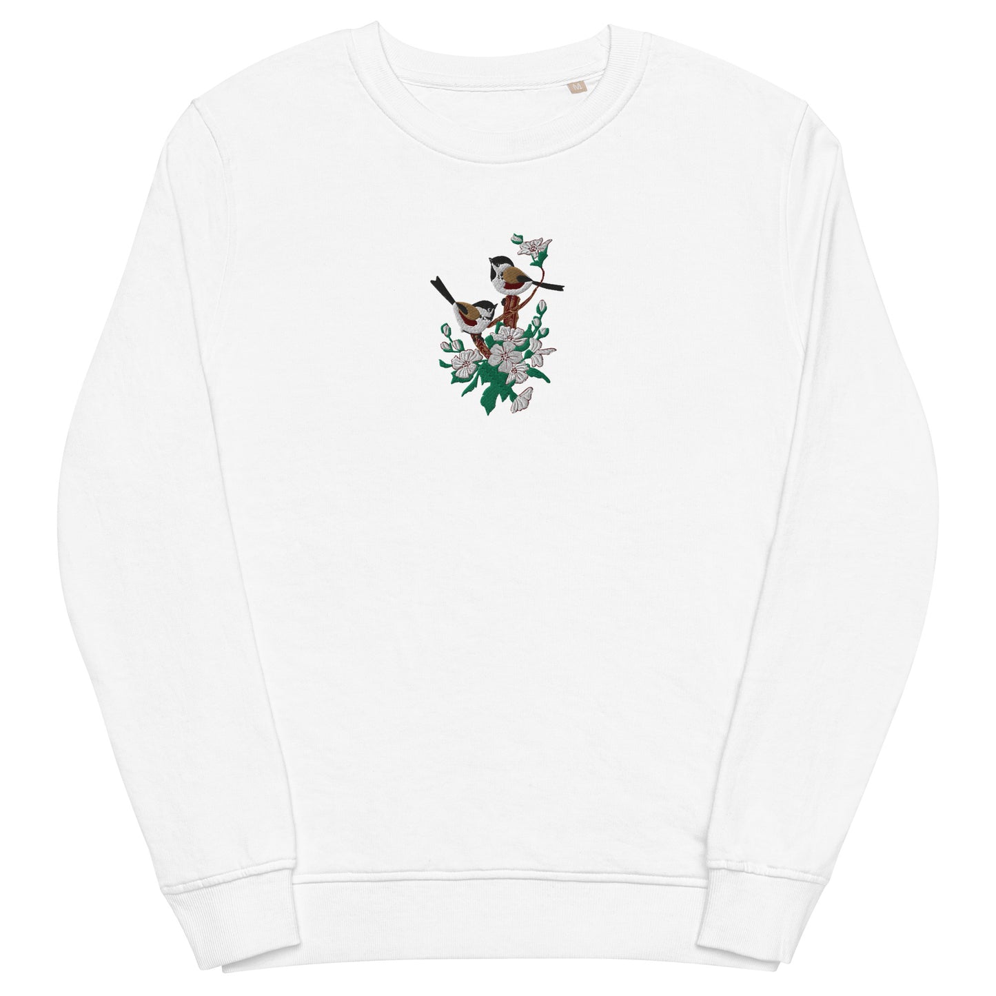 Experience the perfect blend of comfort and style with our Unisex Organic Sweatshirt showcasing the enchanting embroidery of two Coal Tits on a blossomed apple tree branch. Hand-drawn and designed in Turku, Finland, this sweatshirt embraces the beauty of nature while offering a unisex and eco-friendly fashion statement. 🎨✨ Print N Stuff