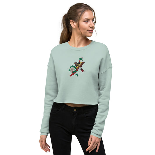 Goldfinch Crop Sweatshirt - Long Sleeve- Print N Stuff - [designed in Turku Finland]
