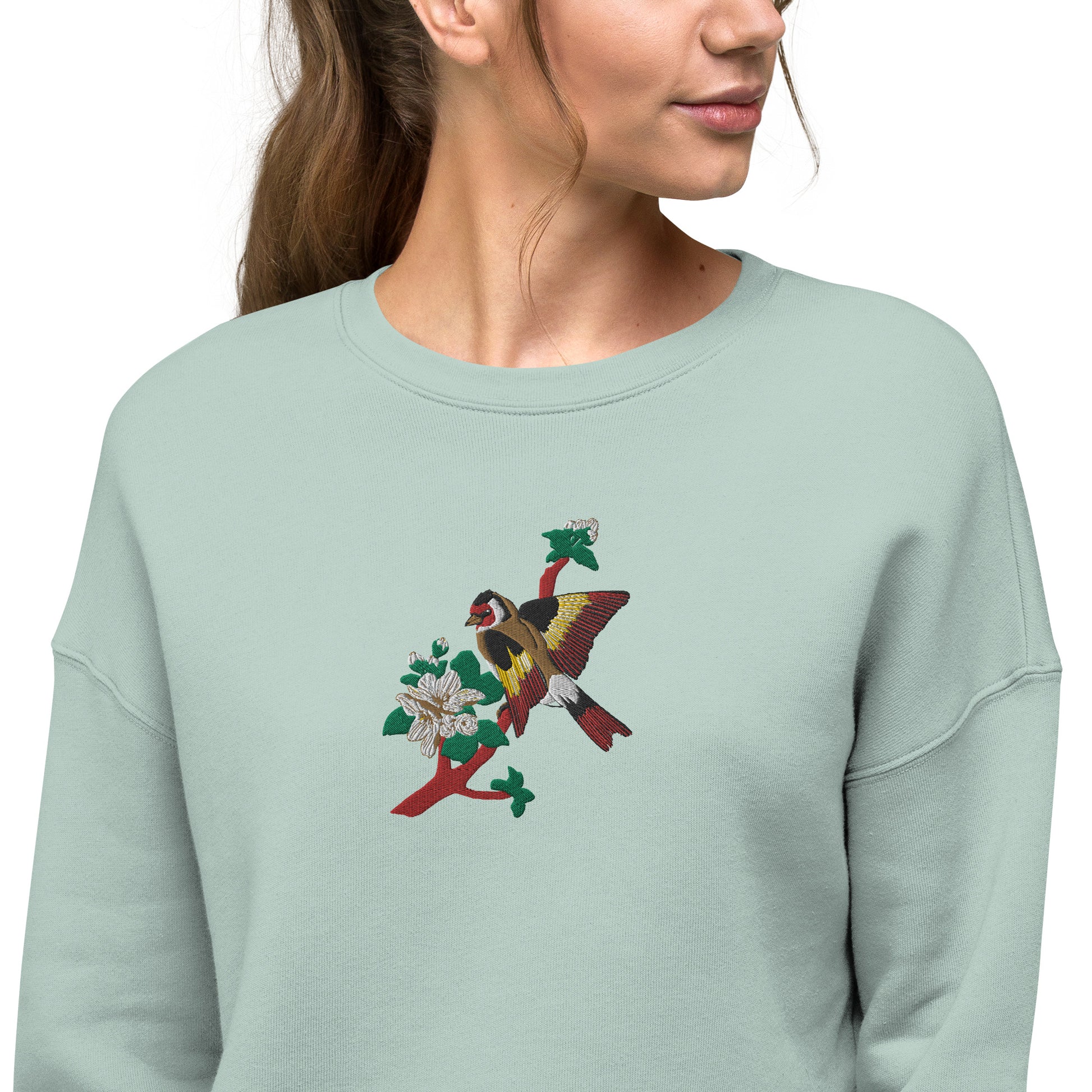 Goldfinch Crop Sweatshirt - Long Sleeve- Print N Stuff - [designed in Turku Finland]