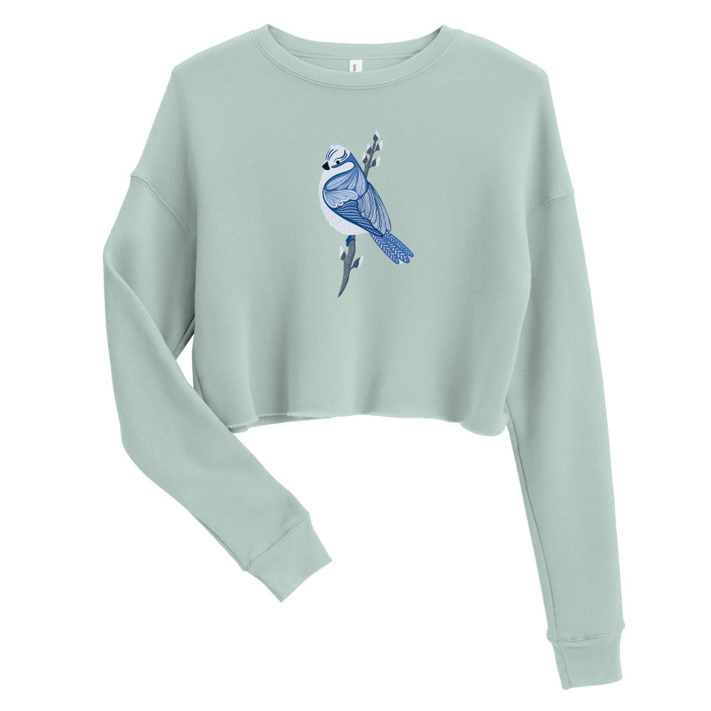 Azure Tit - Crop Sweatshirt - Long Sleeve- Print N Stuff - [designed in Turku FInland]