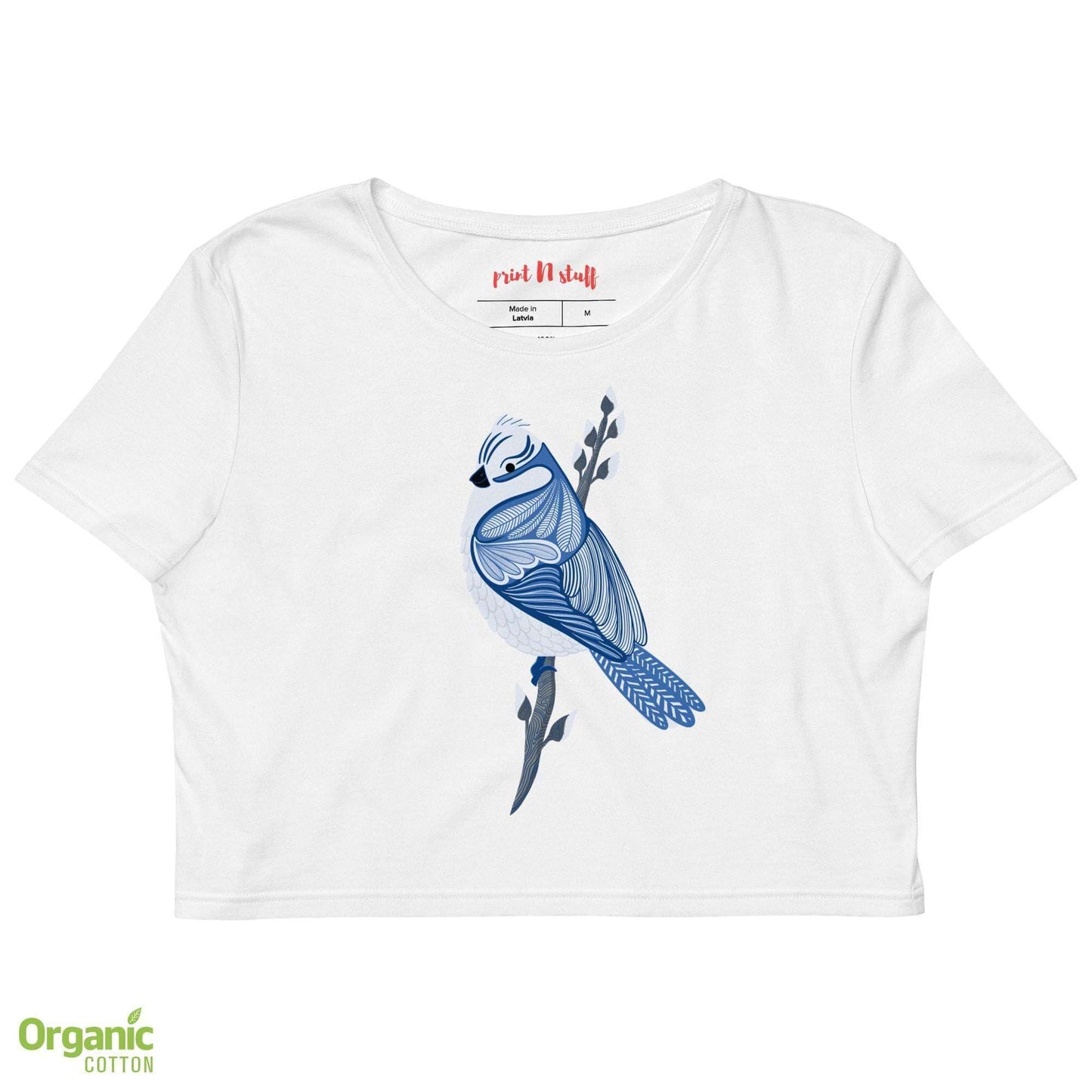 Azure Tit - Organic Crop Top - Shirts & Tops- Print N Stuff - [designed in Turku FInland]