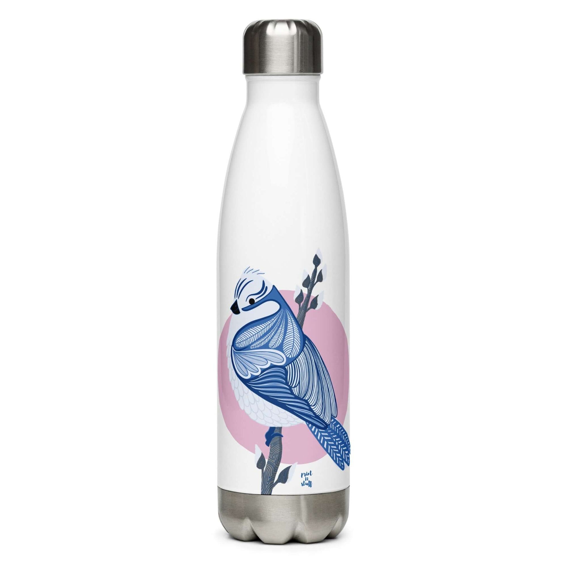 Azure Tit - Stainless Steel Water Bottle - Water Bottles- Print N Stuff - [designed in Turku FInland]