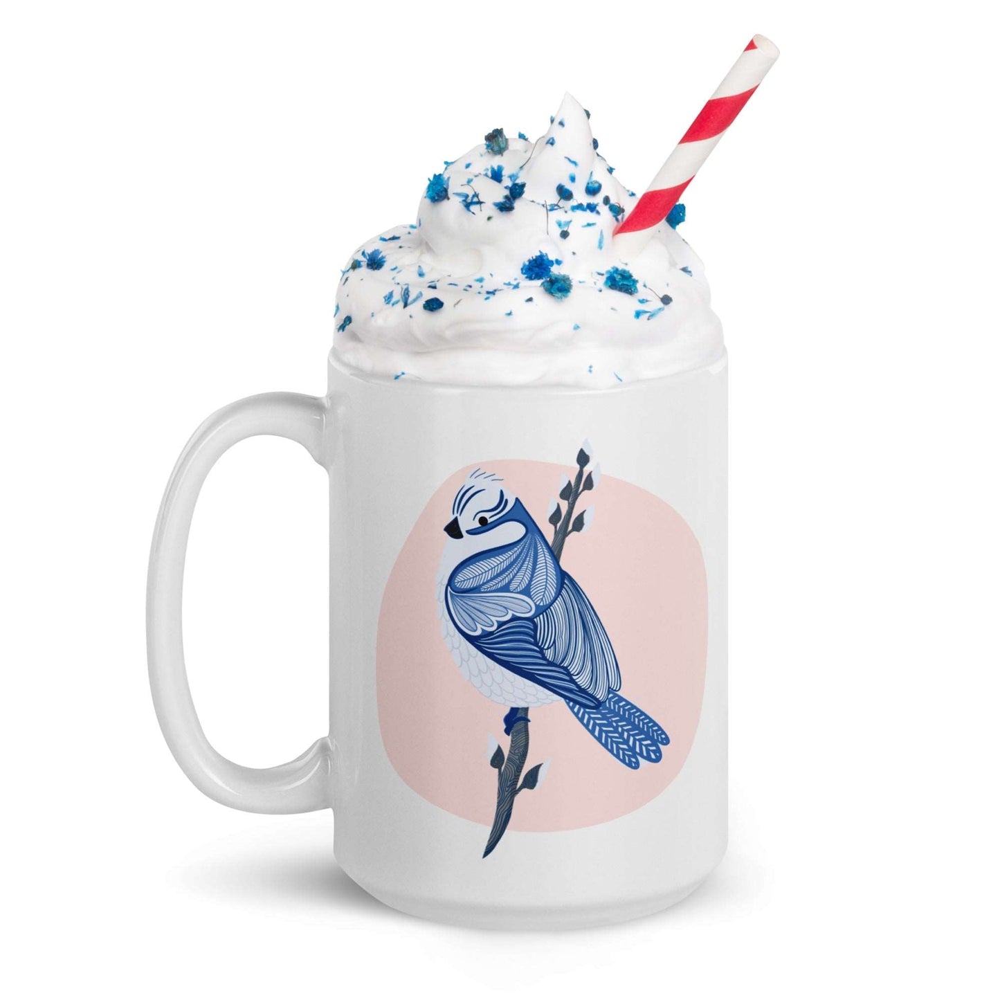 Azure Tit - White glossy mug - Mugs- Print N Stuff - [designed in Turku FInland]