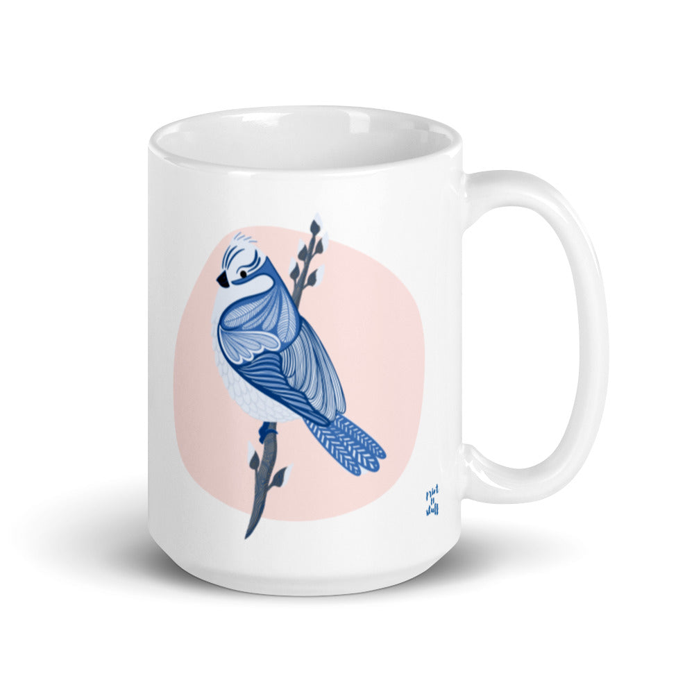 Azure Tit - White glossy mug - Mugs- Print N Stuff - [designed in Turku FInland]