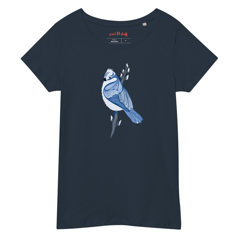 Azure Tit - Women’s basic organic t-shirt - Shirts & Tops- Print N Stuff - [designed in Turku FInland]