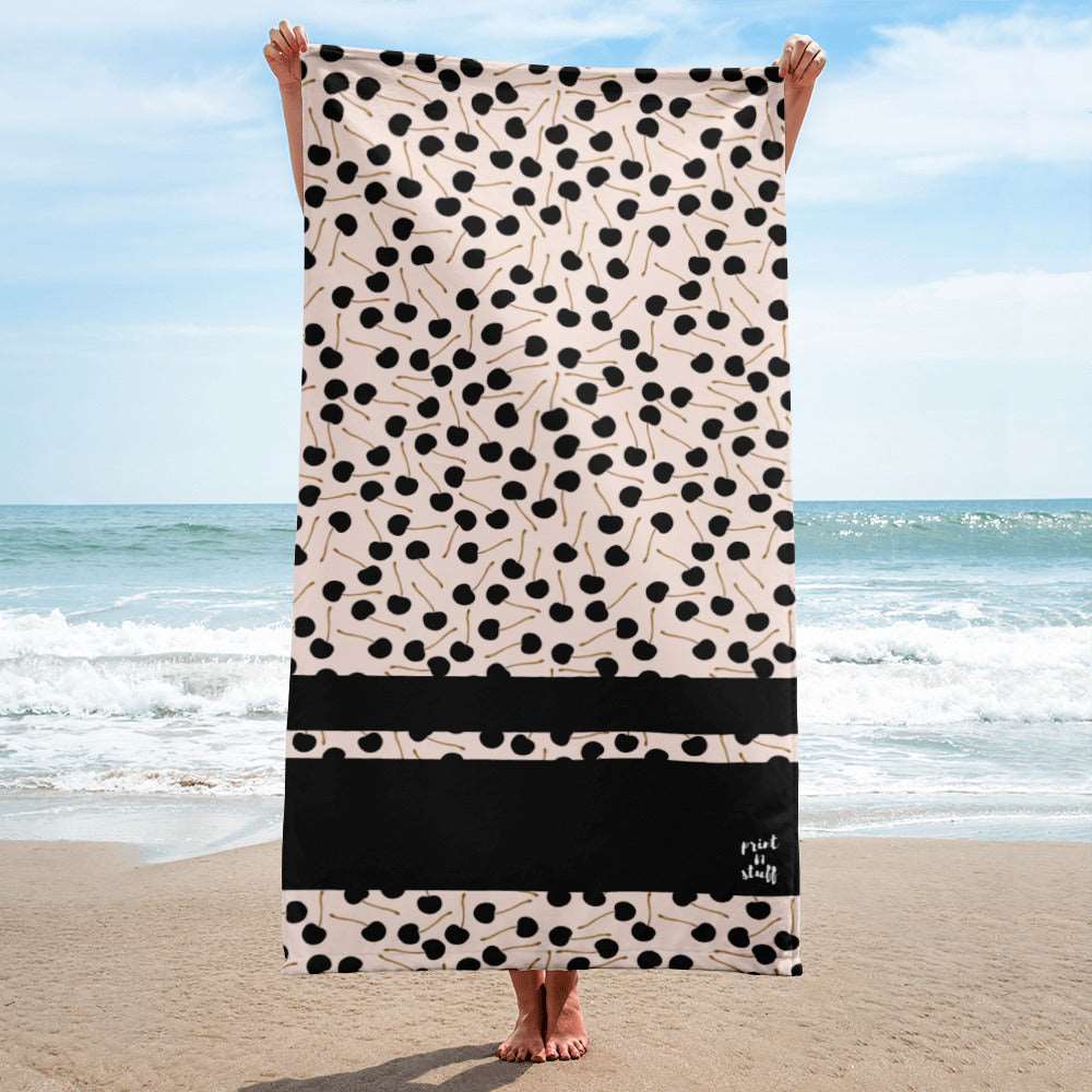 Black Cherries - Beach Towel - Beach Towels- Print N Stuff - [designed in Turku FInland]