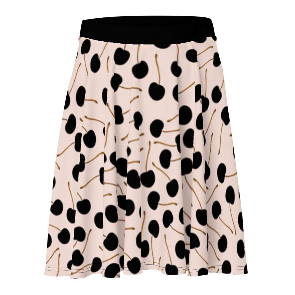 Black Cherries - Flare Skirt - Skirts- Print N Stuff - [designed in Turku FInland]