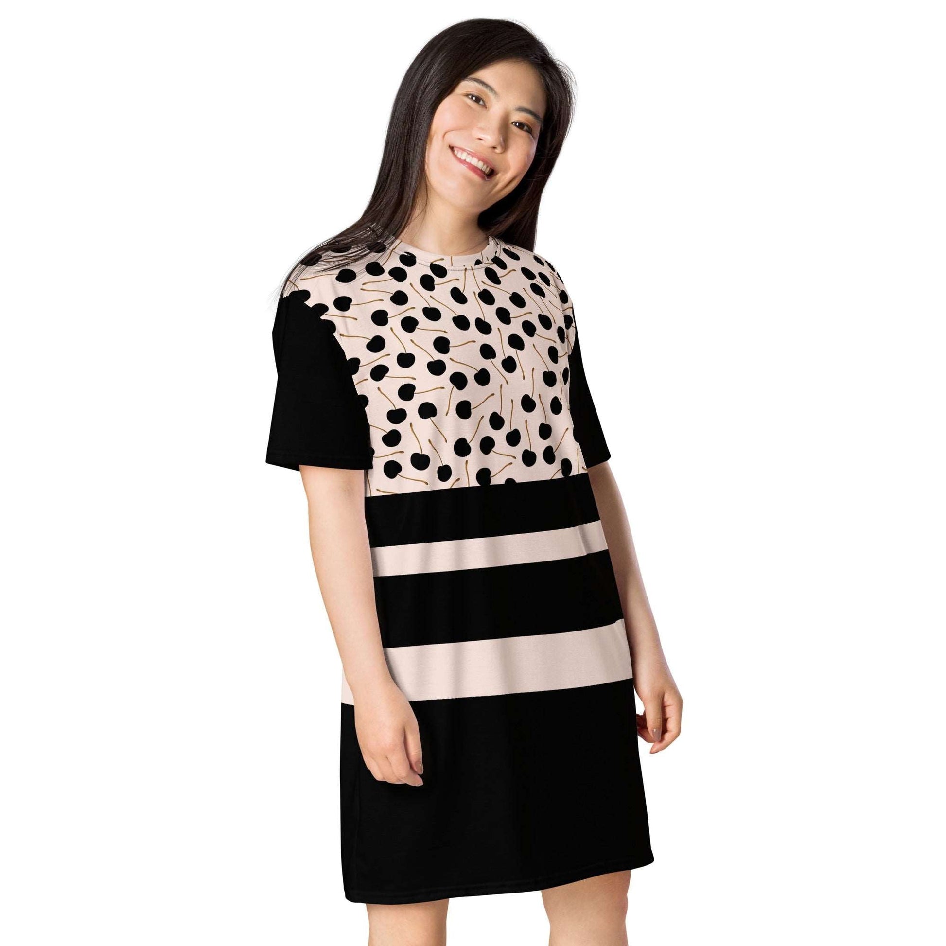 Black Cherries - T-shirt dress - T-Shirt Dress- Print N Stuff - [designed in Turku FInland]