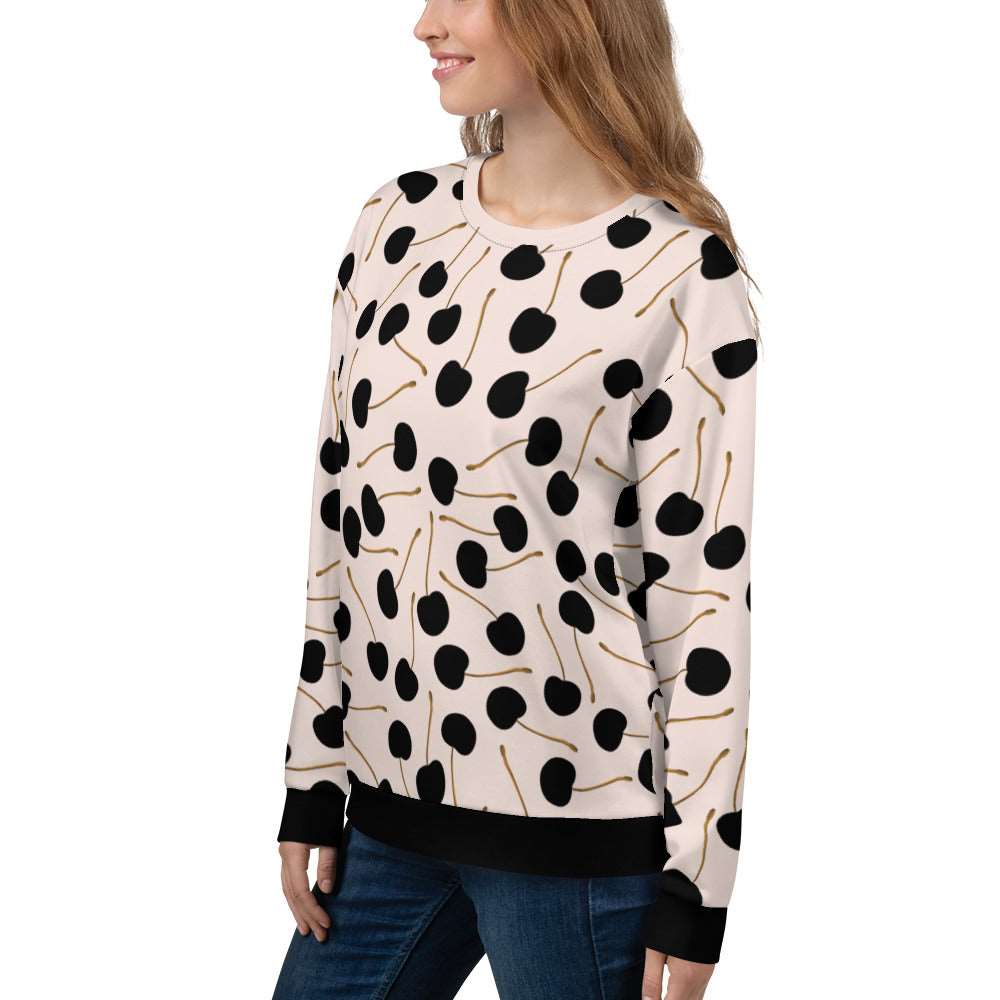 Black Cherries - Unisex Sweatshirt - Long Sleeve- Print N Stuff - [designed in Turku FInland]