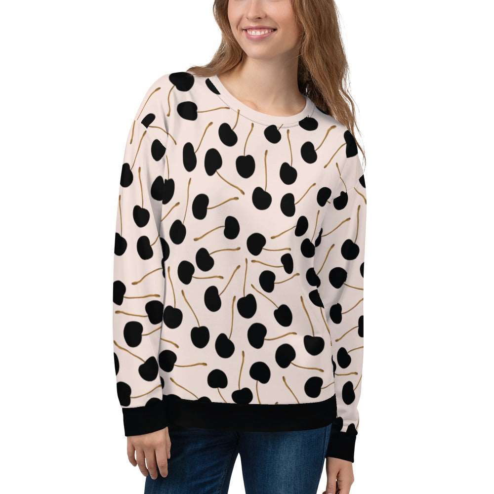 Black Cherries - Unisex Sweatshirt - Long Sleeve- Print N Stuff - [designed in Turku FInland]