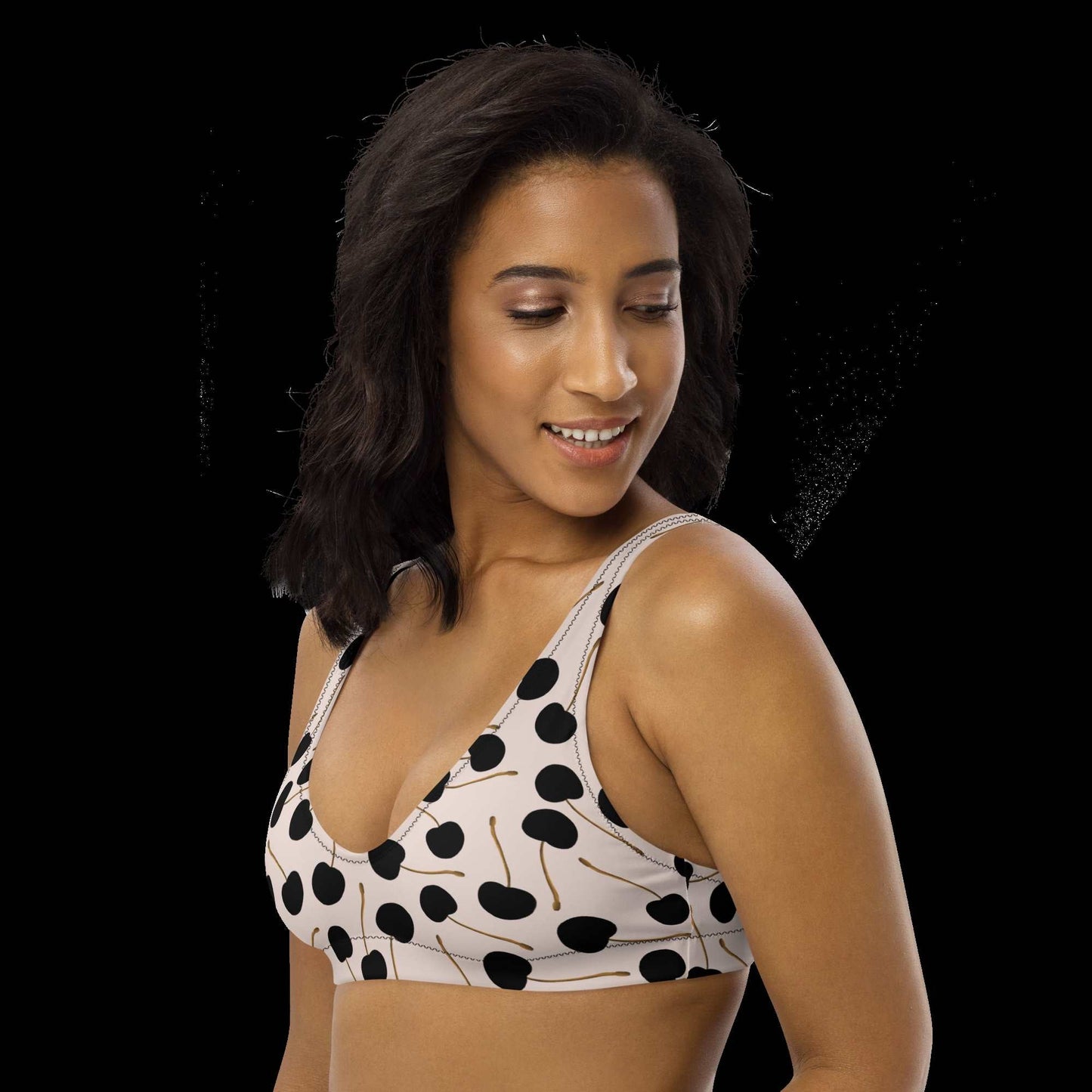 Black Cherries -  padded bikini top - Swimwear- Print N Stuff - [designed in Turku FInland]