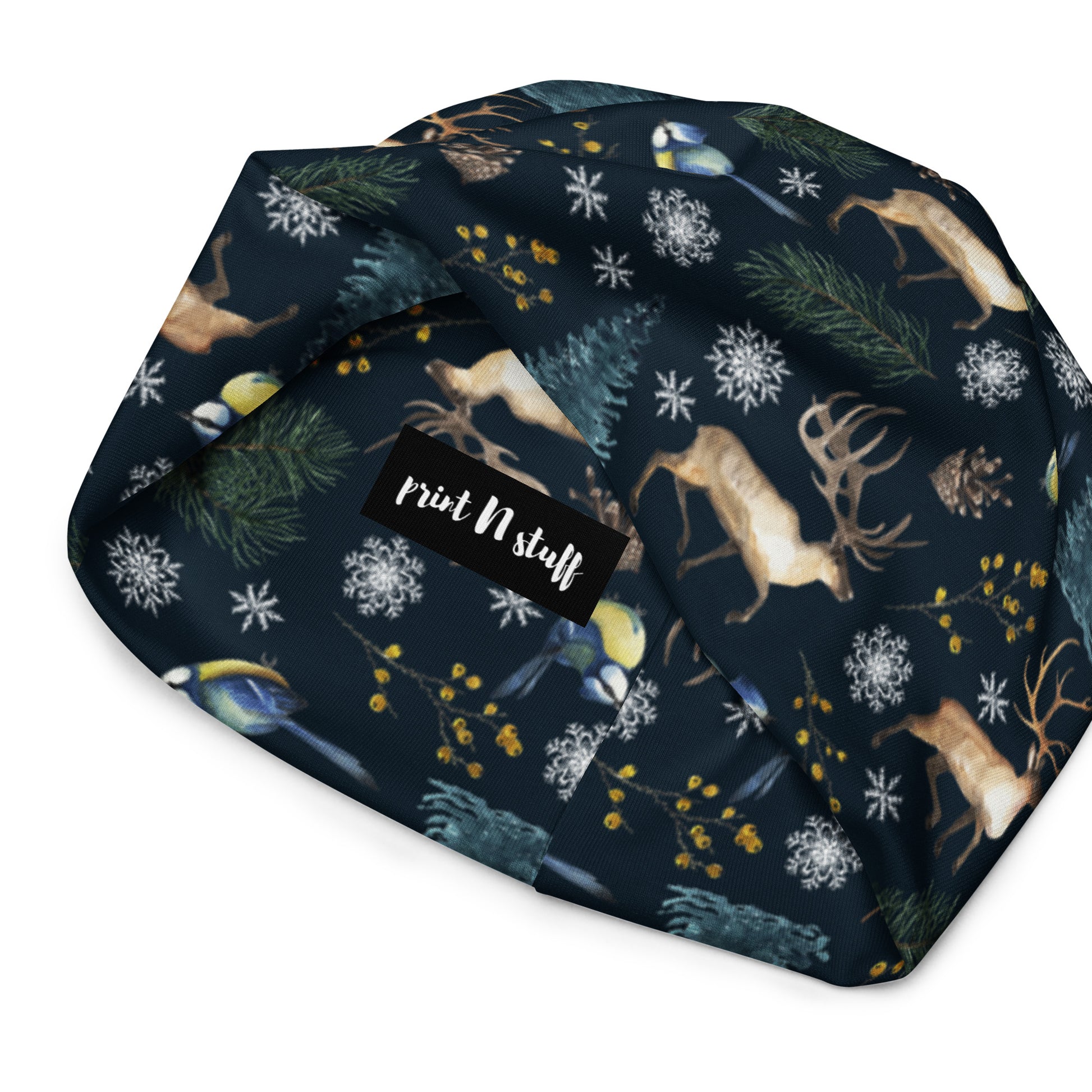 Porot ja Sinitiaiset (Reindeers and Blue Tits) - Beanie hat - Beanies- Print N Stuff - [designed in Turku FInland]