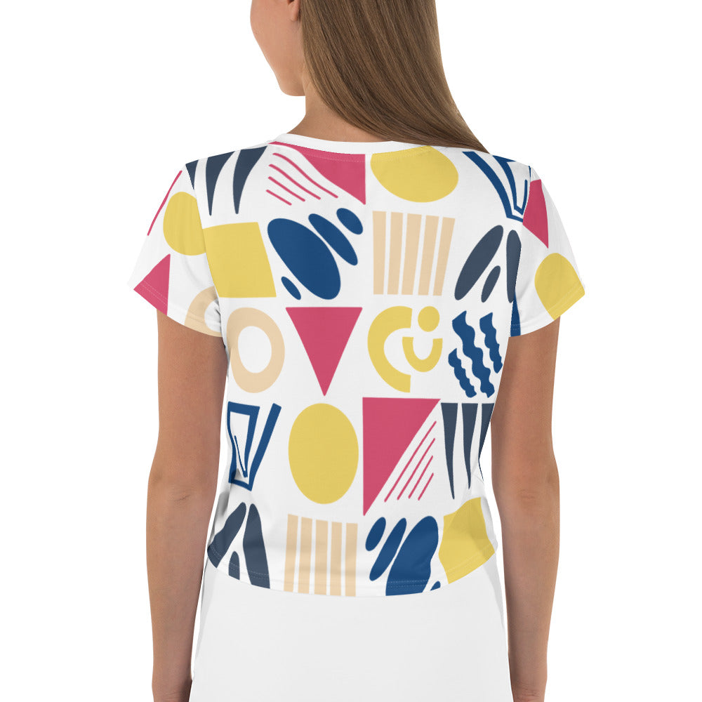 Fun Shapes - All-Over Print Crop Tee - Shirts & Tops- Print N Stuff - [designed in Turku FInland]