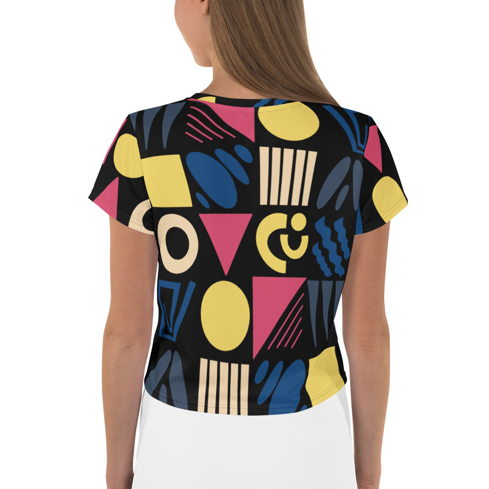 Fun Shapes - All-Over Print Crop Tee - Shirts & Tops- Print N Stuff - [designed in Turku FInland]