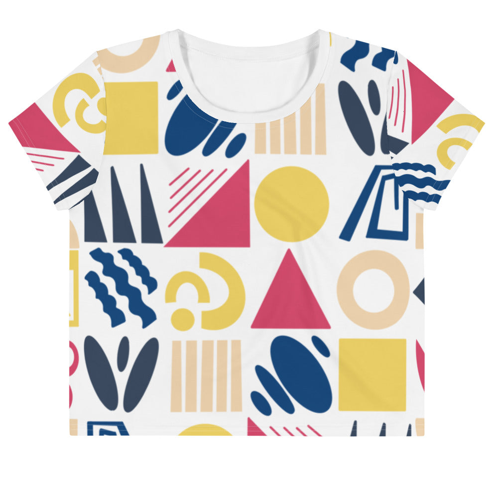 Fun Shapes - All-Over Print Crop Tee - Shirts & Tops- Print N Stuff - [designed in Turku FInland]