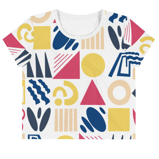 Fun Shapes - All-Over Print Crop Tee - Shirts & Tops- Print N Stuff - [designed in Turku FInland]