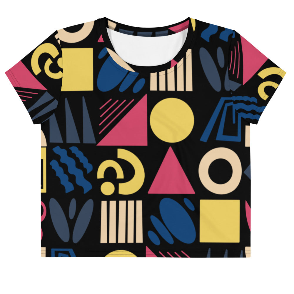 Fun Shapes - All-Over Print Crop Tee - Shirts & Tops- Print N Stuff - [designed in Turku FInland]