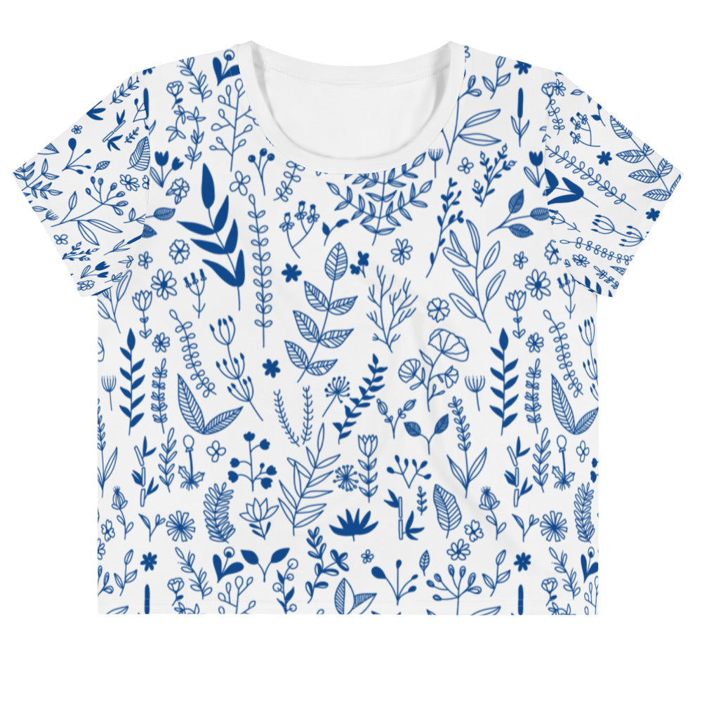 Wild flowers - All-Over Print Crop Tee - Shirts & Tops- Print N Stuff - [designed in Turku FInland]