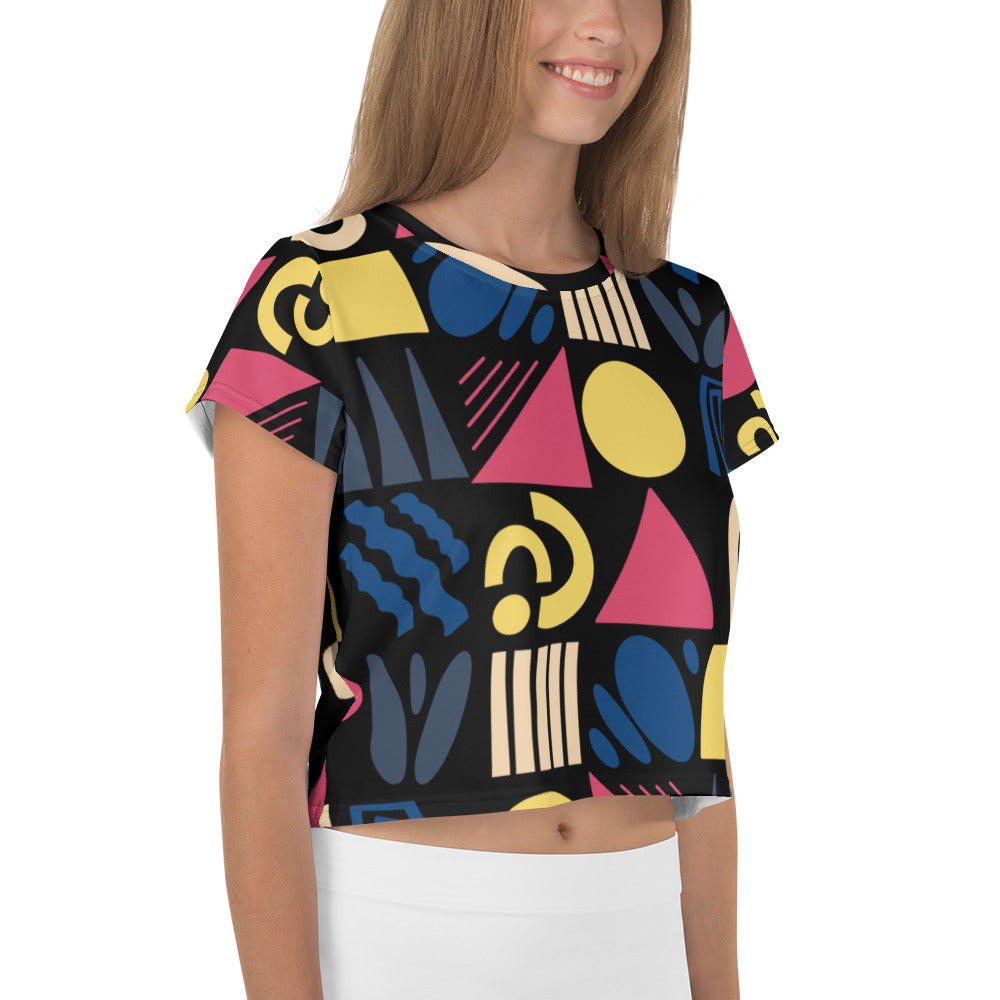 Fun Shapes - All-Over Print Crop Tee - Shirts & Tops- Print N Stuff - [designed in Turku FInland]