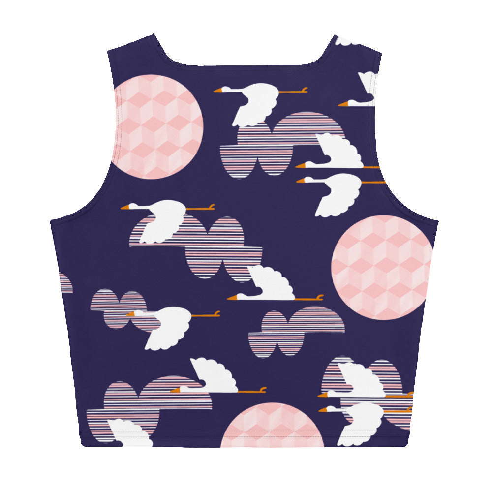 Midnight Storks - Crop Top - Shirts & Tops- Print N Stuff - [designed in Turku FInland]