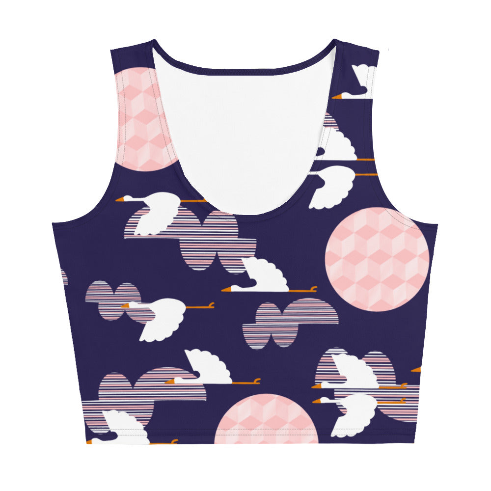 Midnight Storks - Crop Top - Shirts & Tops- Print N Stuff - [designed in Turku FInland]
