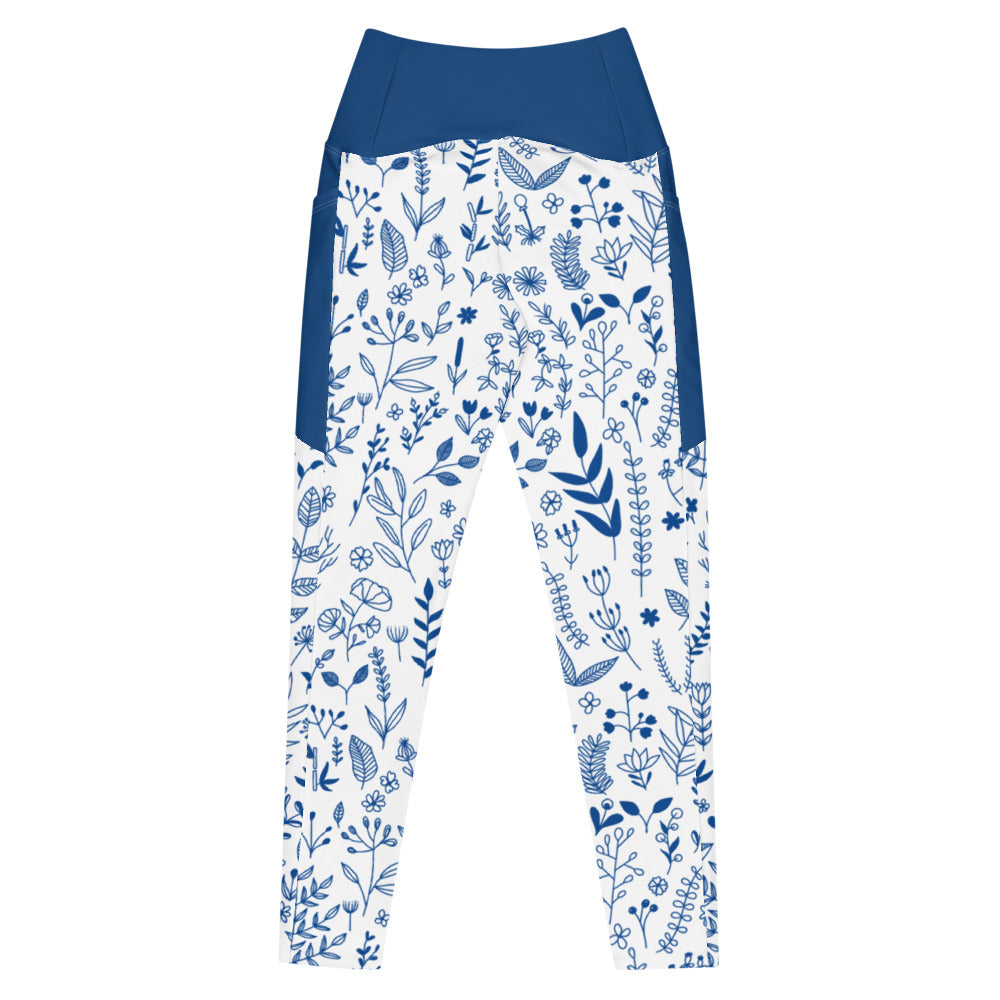 Wild flowers - Crossover leggings with pockets - Leggings- Print N Stuff - [designed in Turku FInland]