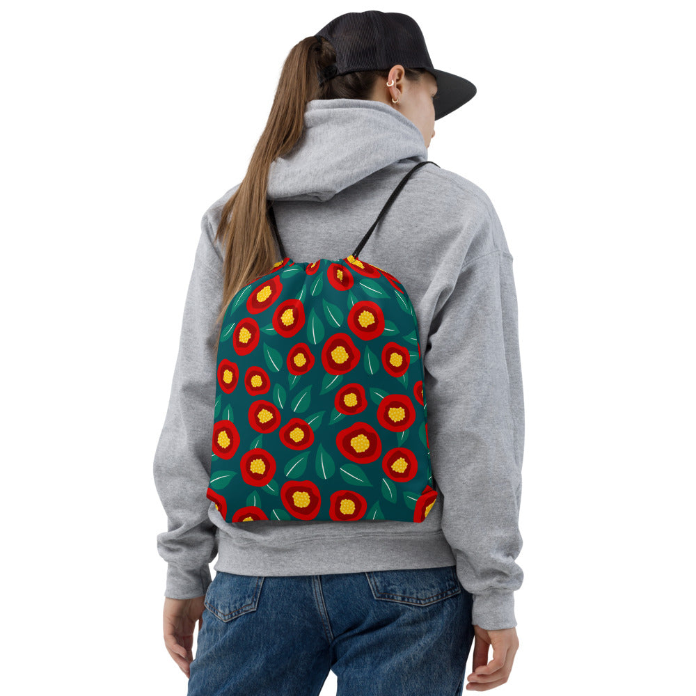 Summer Poppies - Drawstring bag - Drawstring Bags- Print N Stuff - [designed in Turku FInland]