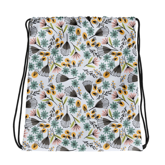 Summer Flowers - Drawstring bag - Drawstring Bags- Print N Stuff - [designed in Turku FInland]