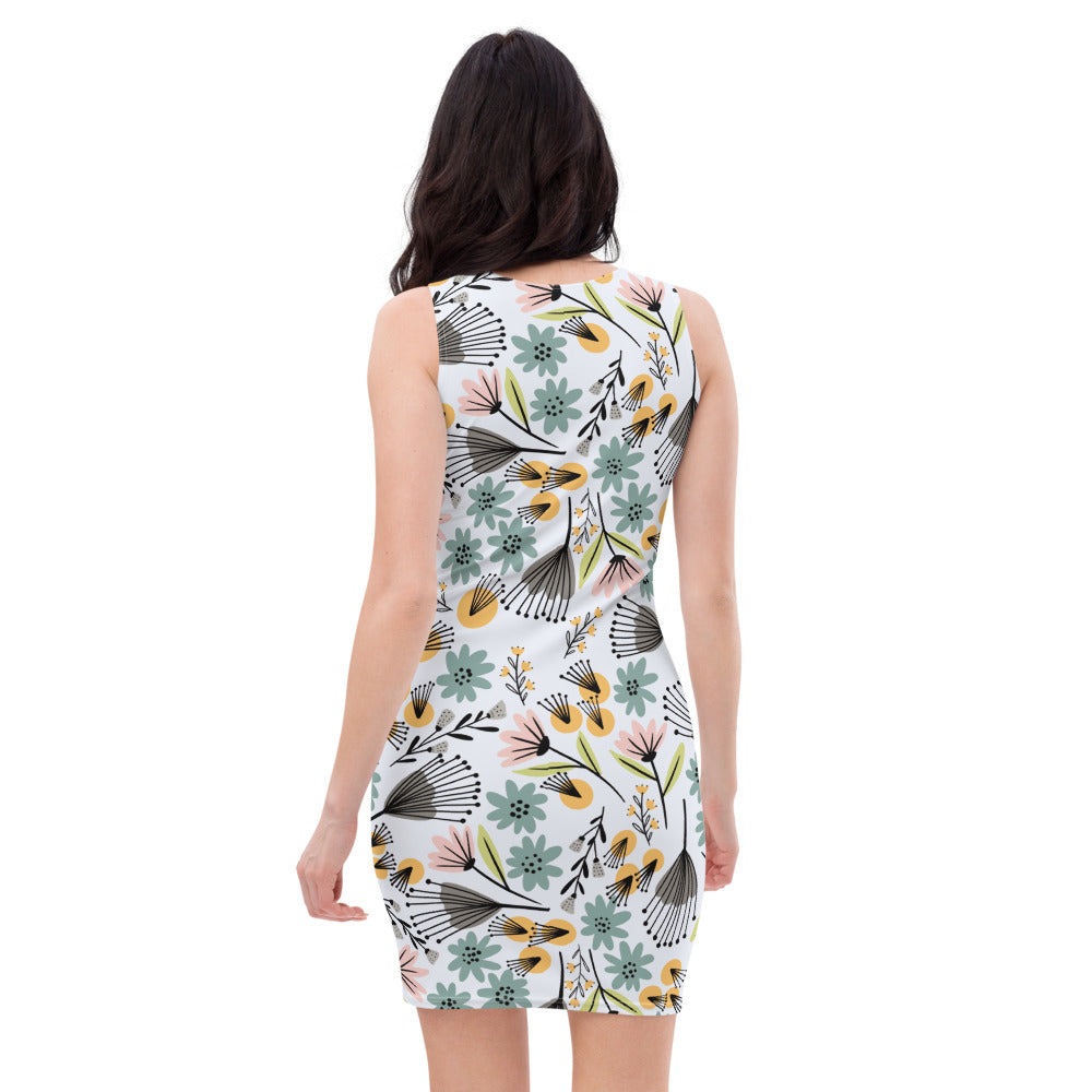 Summer Flowers -  Body fitting dress - Dresses- Print N Stuff - [designed in Turku FInland]