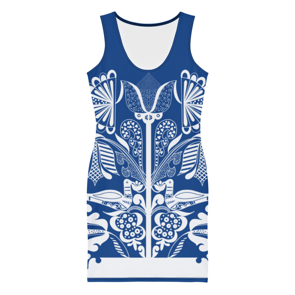 Lovely doves - Body Fitting Dress - True Royal Blue - Dresses- Print N Stuff - [designed in Turku FInland]