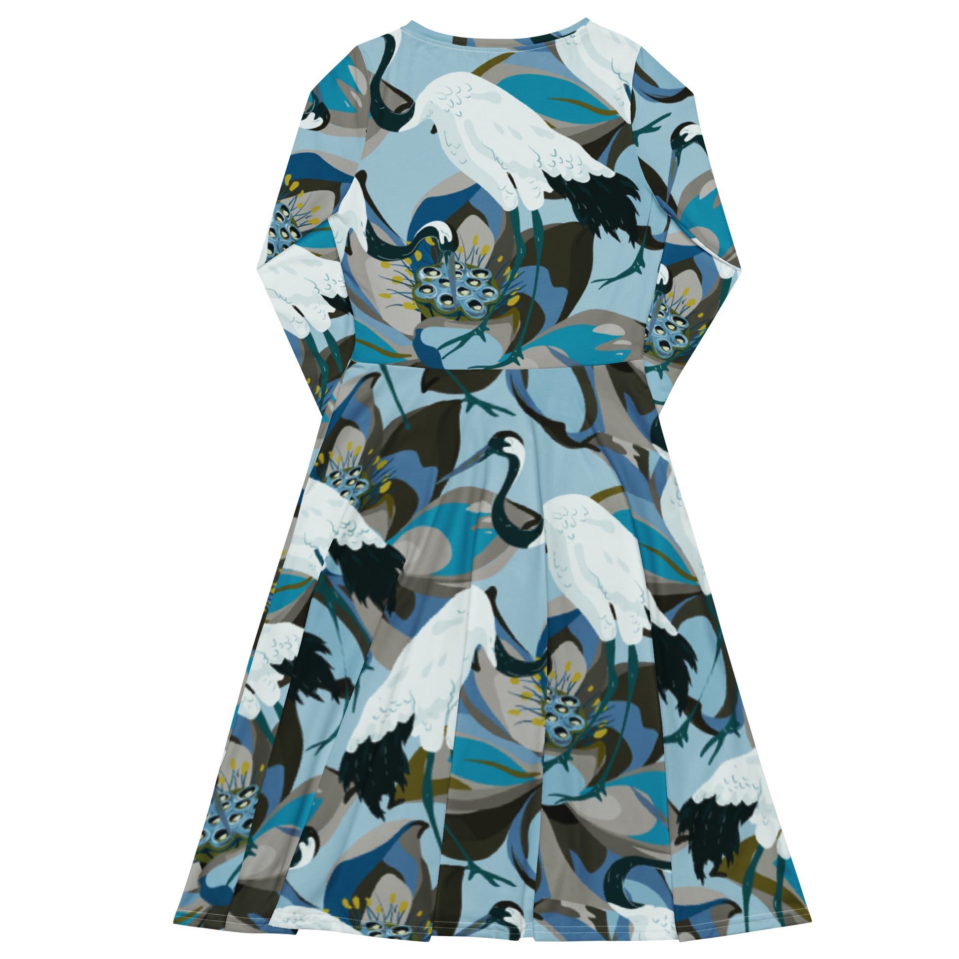 Kurki (Crane) - Long sleeve midi dress - Dresses- Print N Stuff - [designed in Turku FInland]