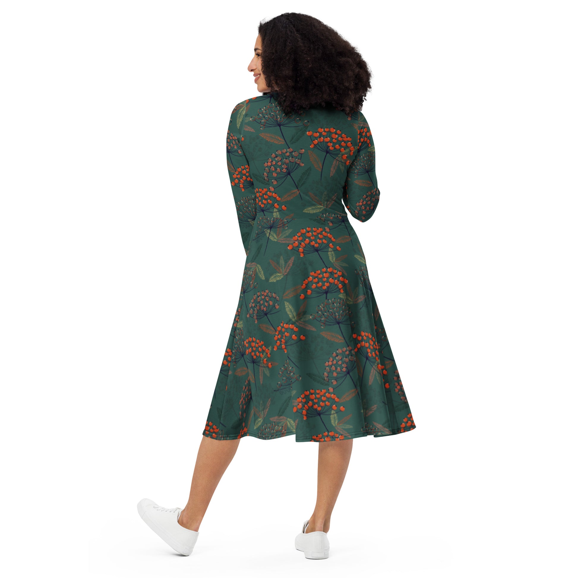 Pihlaja (Rowan) - Long sleeve midi dress - Dresses- Print N Stuff - [designed in Turku FInland]
