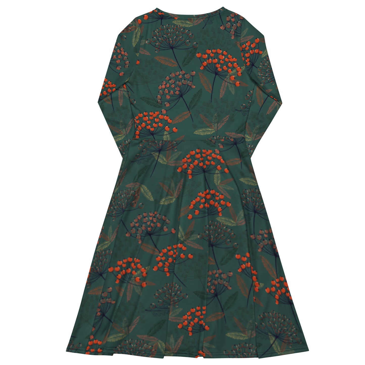 Pihlaja (Rowan) - Long sleeve midi dress - Dresses- Print N Stuff - [designed in Turku FInland]