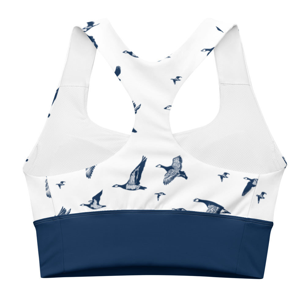 Oh my geese - Longline sports bra - Sports Bra- Print N Stuff - [designed in Turku FInland]