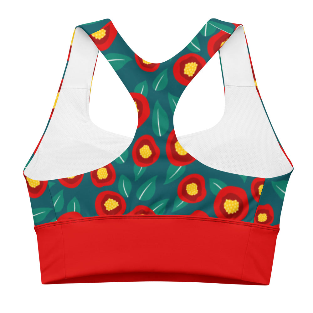 Summer poppies - Longline sports bra - Sports Bra- Print N Stuff - [designed in Turku FInland]