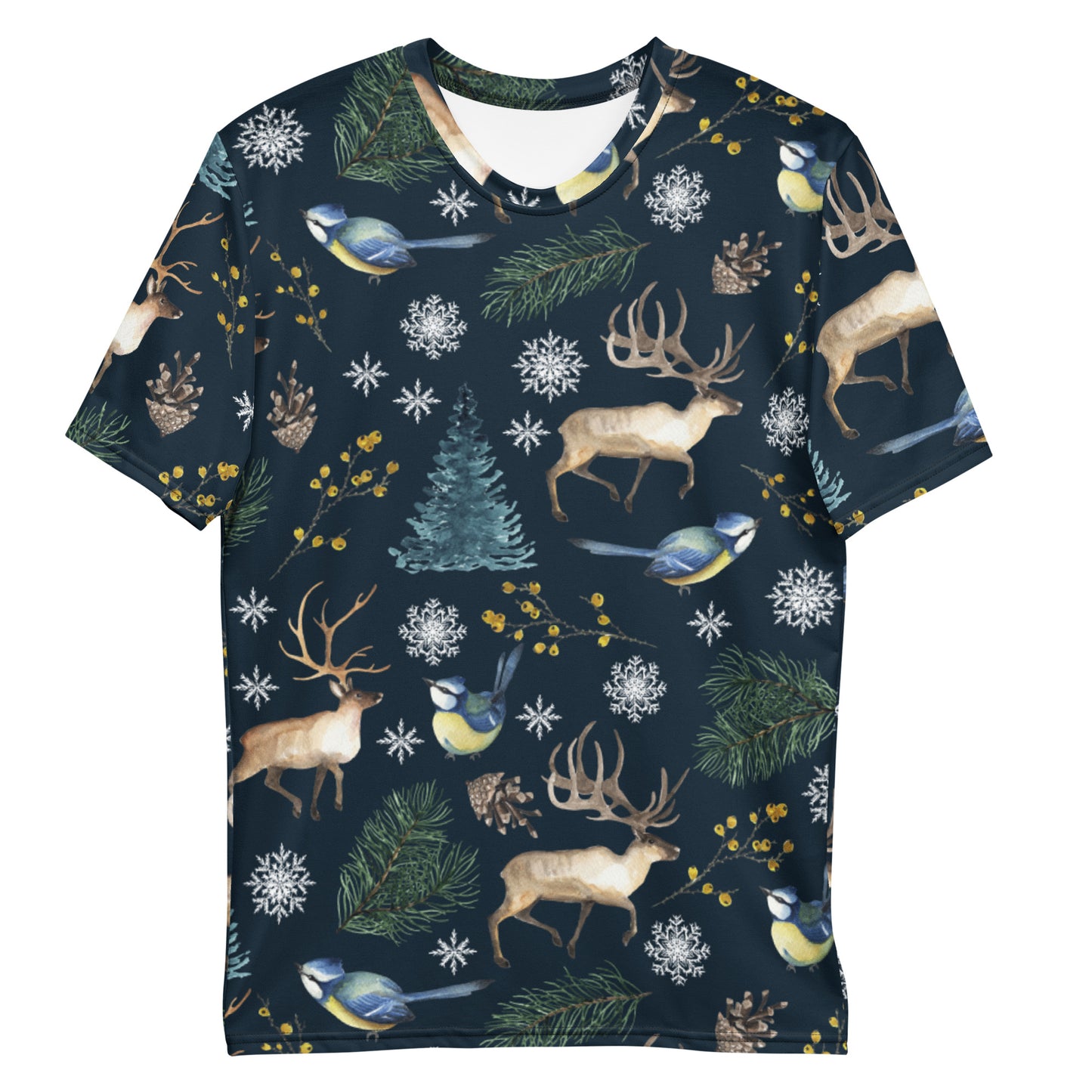 Porot ja Sinitiaiset (Reindeers and Blue Tits) - Men's t-shirt - T-shirt- Print N Stuff - [designed in Turku FInland]