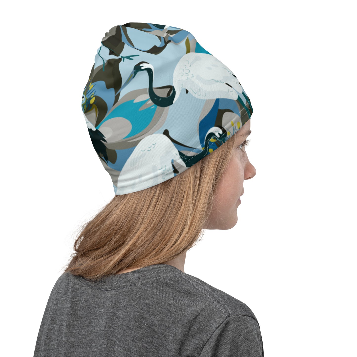 Kurki (Crane) - Neck Gaiter - Neck Gaiter- Print N Stuff - [designed in Turku FInland]