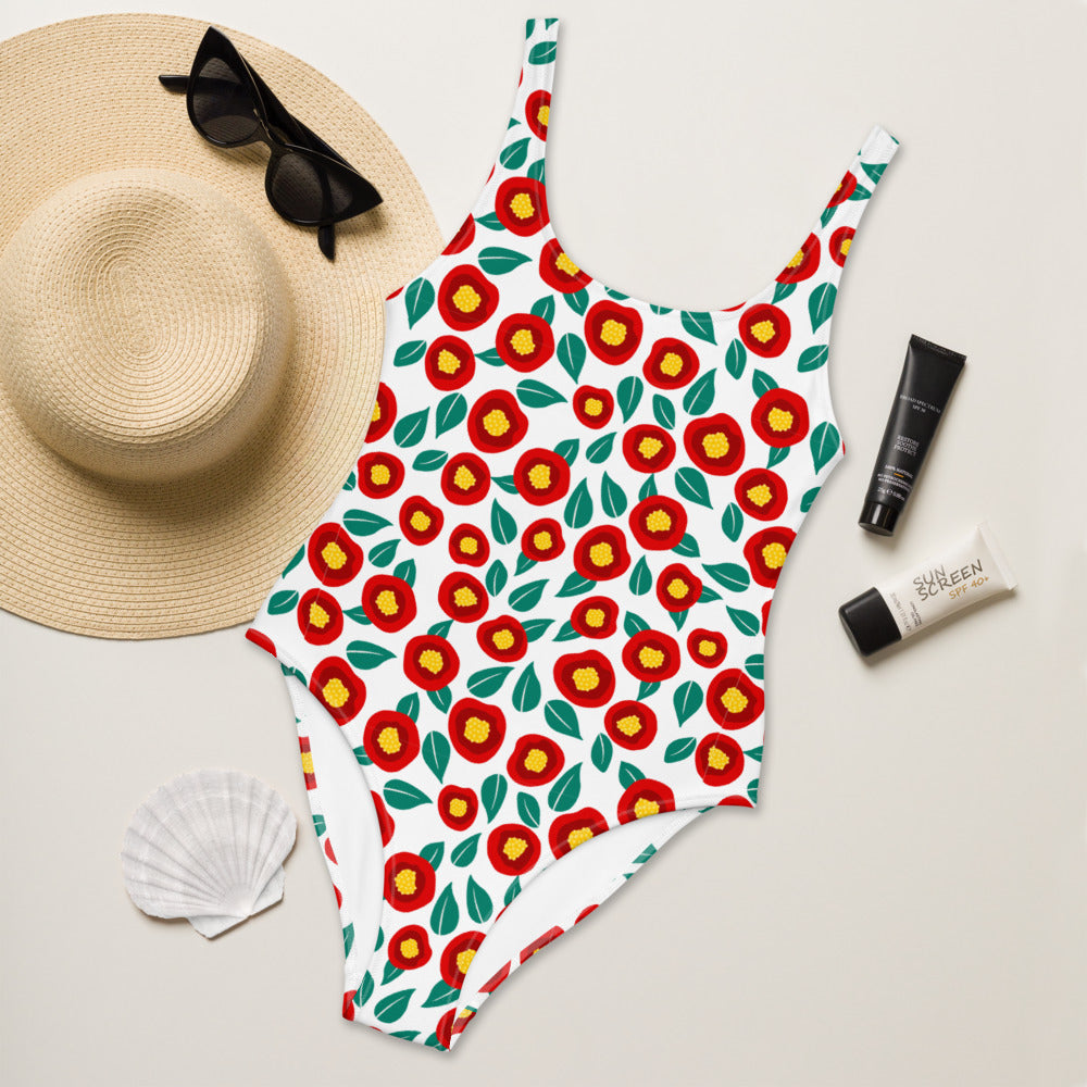 Summer poppies - One-Piece Swimsuit - Swimwear- Print N Stuff - [designed in Turku FInland]