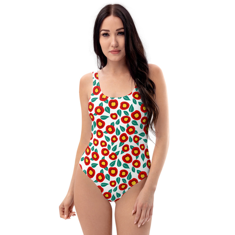 Summer poppies - One-Piece Swimsuit - Swimwear- Print N Stuff - [designed in Turku FInland]