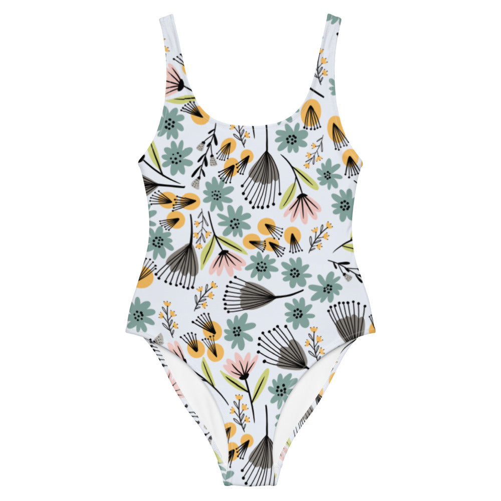 Summer Flowers - One-Piece Swimsuit - Swimwear- Print N Stuff - [designed in Turku FInland]