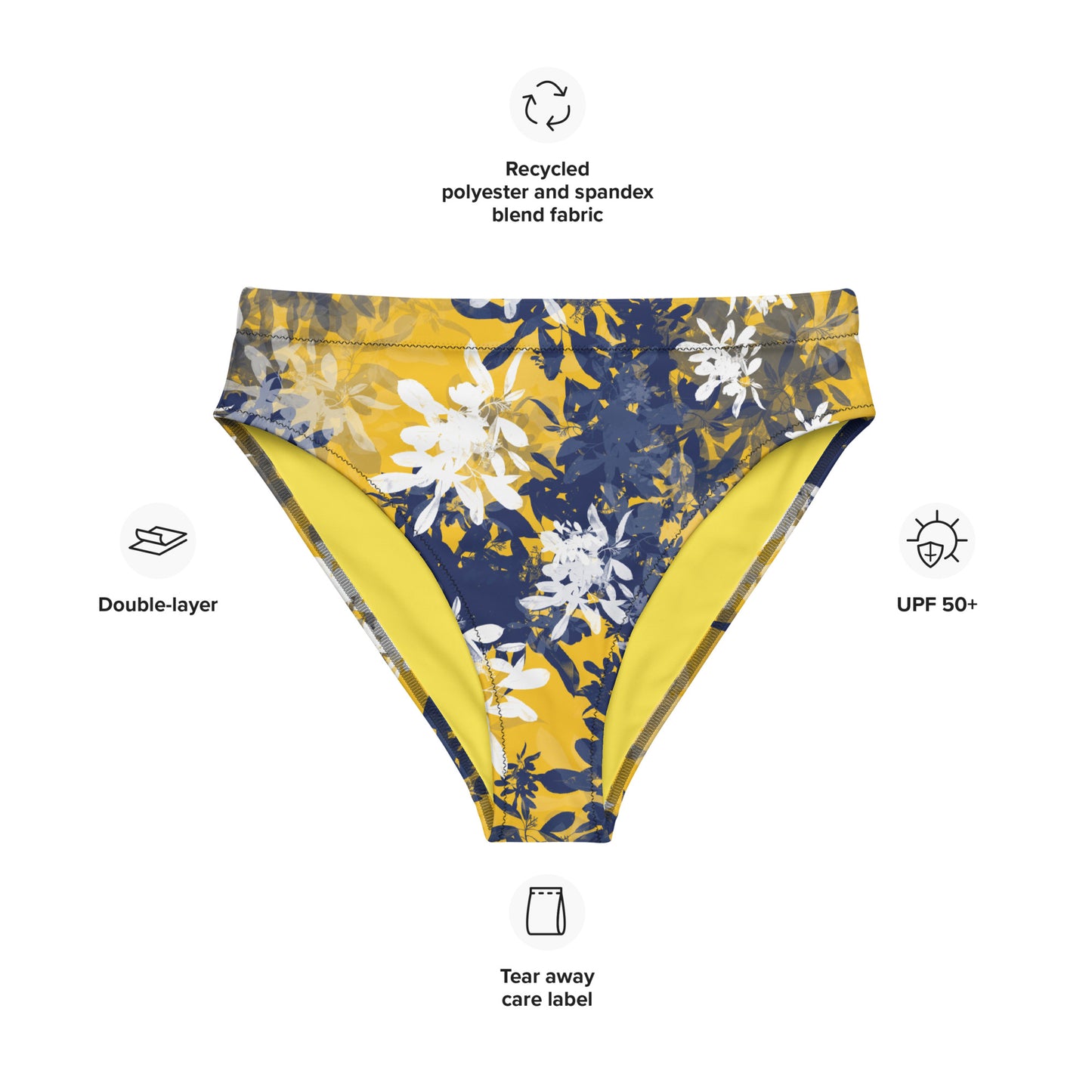 Summer day - Recycled high-waisted bikini bottom - Swimwear- Print N Stuff - [designed in Turku FInland]