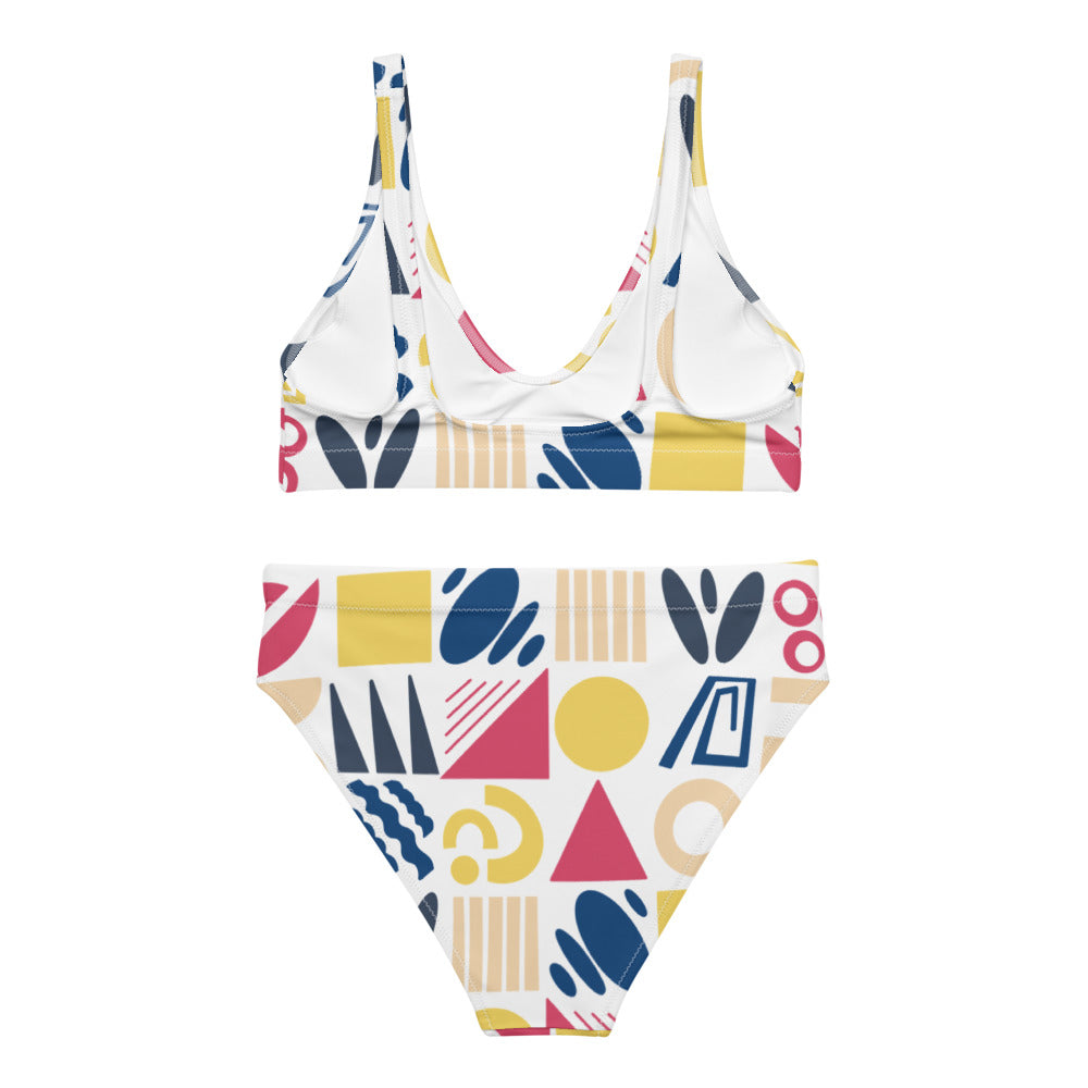 Fun Shapes - Recycled high-waisted bikini - Swimwear- Print N Stuff - [designed in Turku FInland]