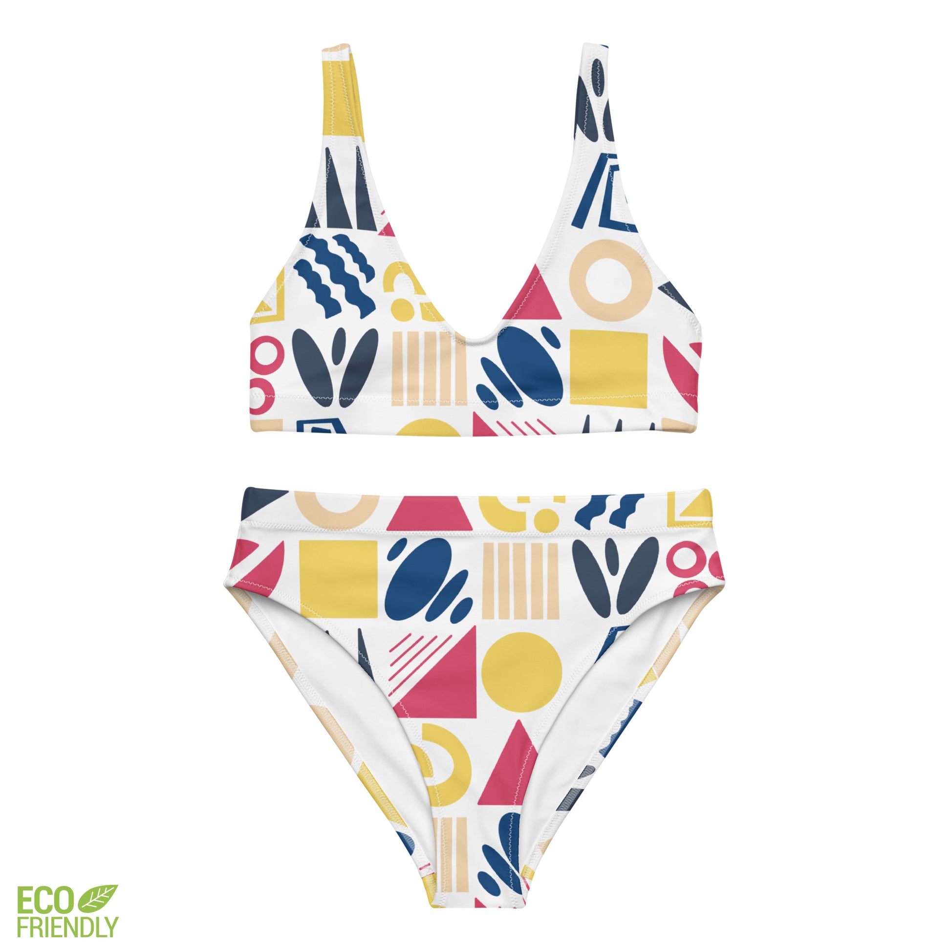 Fun Shapes - Recycled high-waisted bikini - Swimwear- Print N Stuff - [designed in Turku FInland]