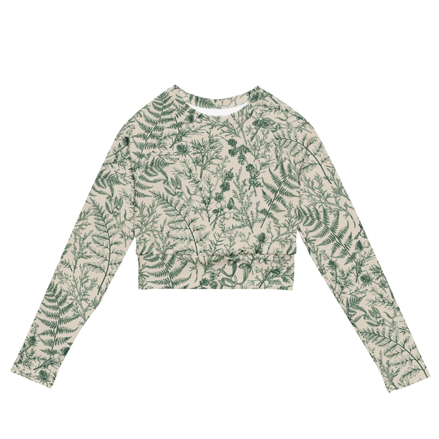 Metsä / Forest - Women's Recycled long-sleeve crop top - Long Sleeve- Print N Stuff - [designed in Turku Finland]