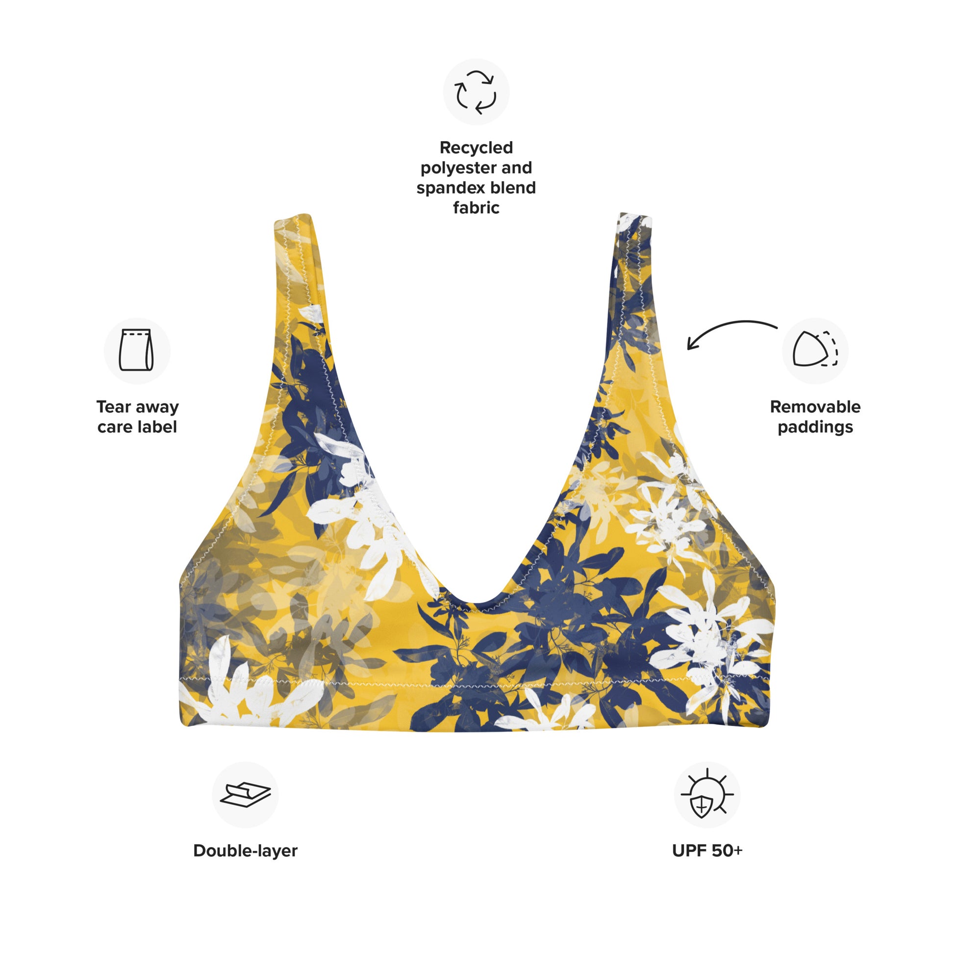 Summer day - Recyled padded bikini top - Swimwear- Print N Stuff - [designed in Turku FInland]