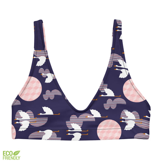 Midnight Storks - Recycled padded bikini top - Swimwear- Print N Stuff - [designed in Turku FInland]