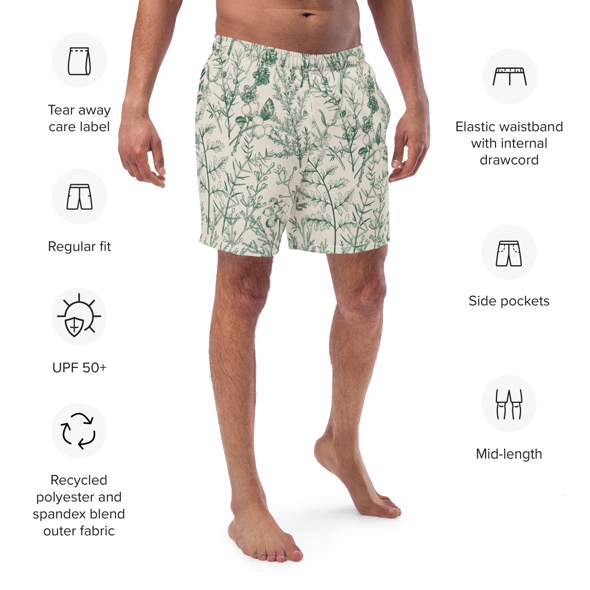 Metsä /Forest - Men's swim trunks - Swimwear- Print N Stuff - [designed in Turku Finland]