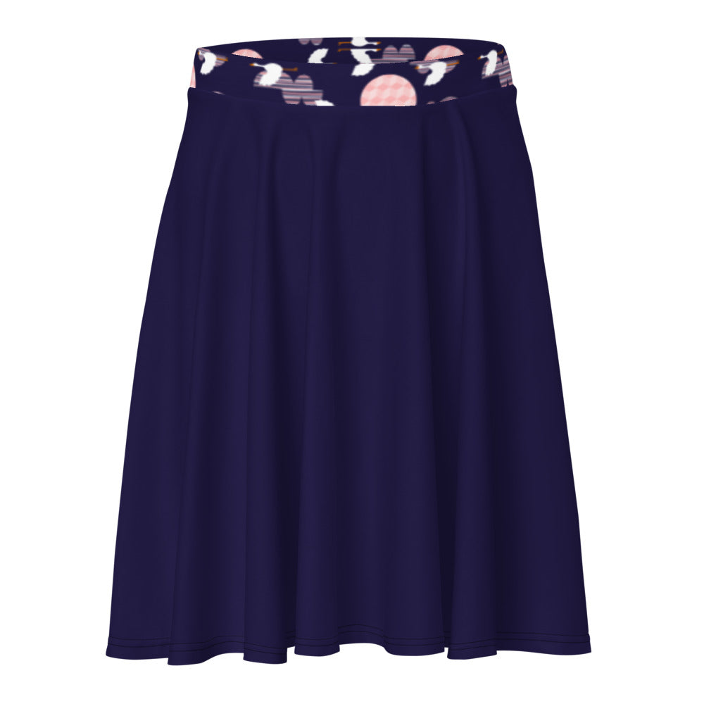 Midnight Storks - Skater Skirt - Skirts- Print N Stuff - [designed in Turku FInland]
